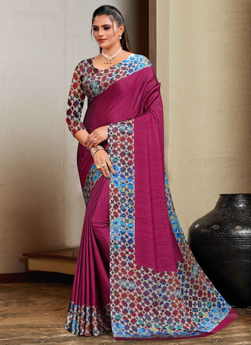 Pink Colour Vipul New Latest Daily Wear Exclusive Chiffon Printed Saree Collection 53222 B